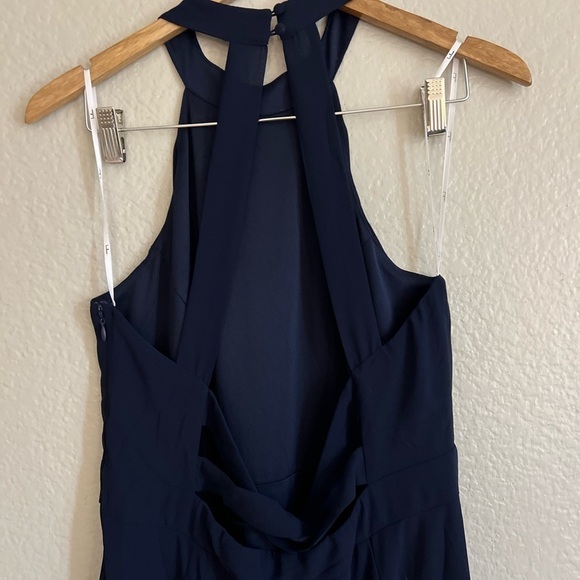 Confidently Charismatic Navy Blue Backless Halter Maxi Dress - Picture 5 of 8